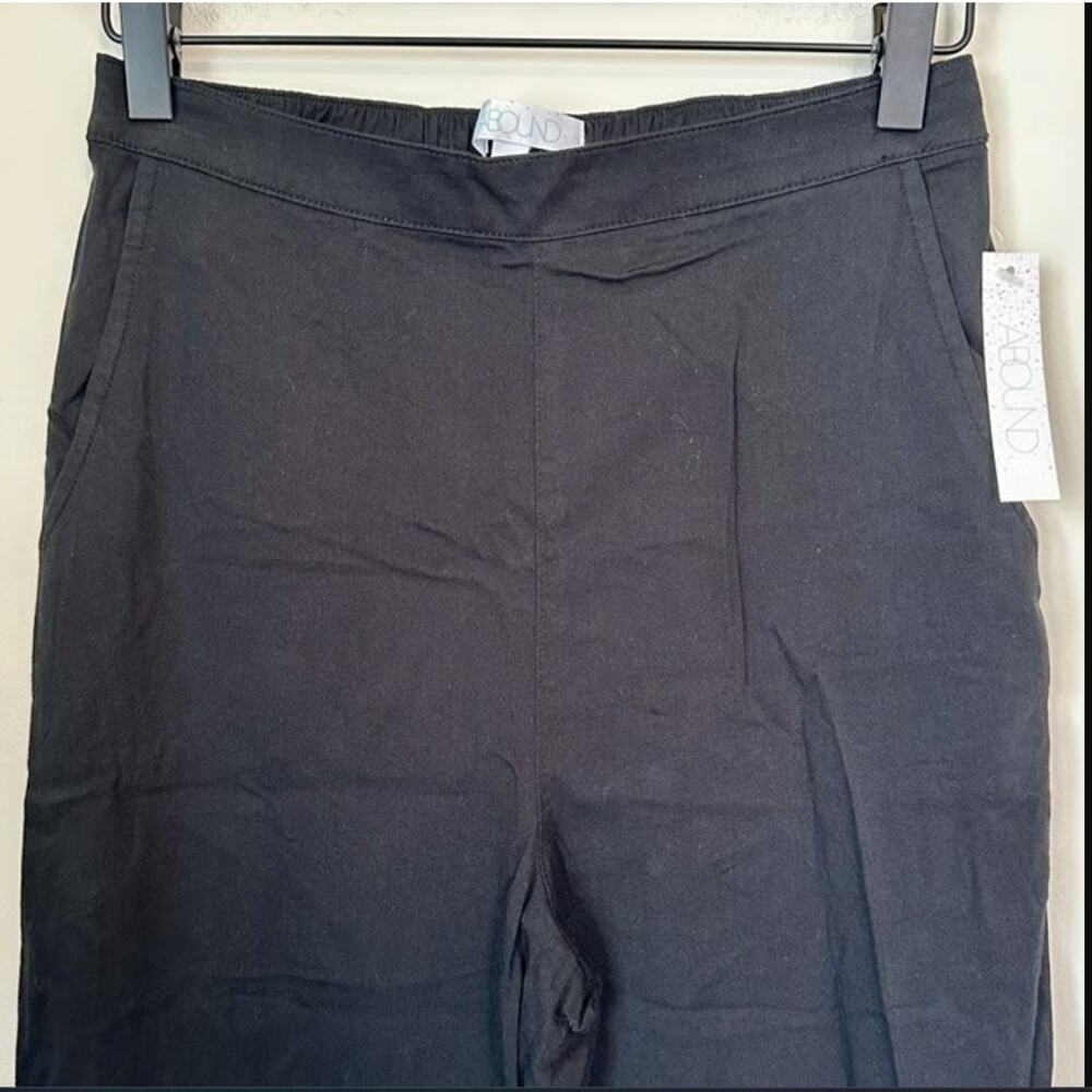Abound New Black Pull-On Pants lightweight Career medium pockets elastic waist